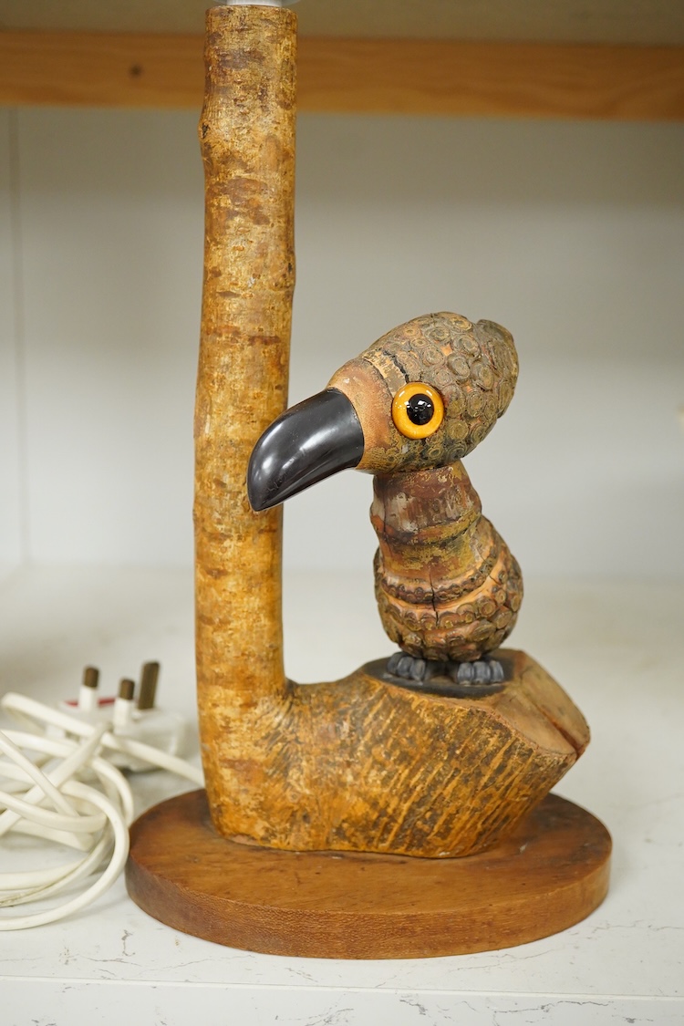 A Henry Howell ‘YZ’ Nut bird table lamp, circa 1920-30's, 35cm high including the fitting